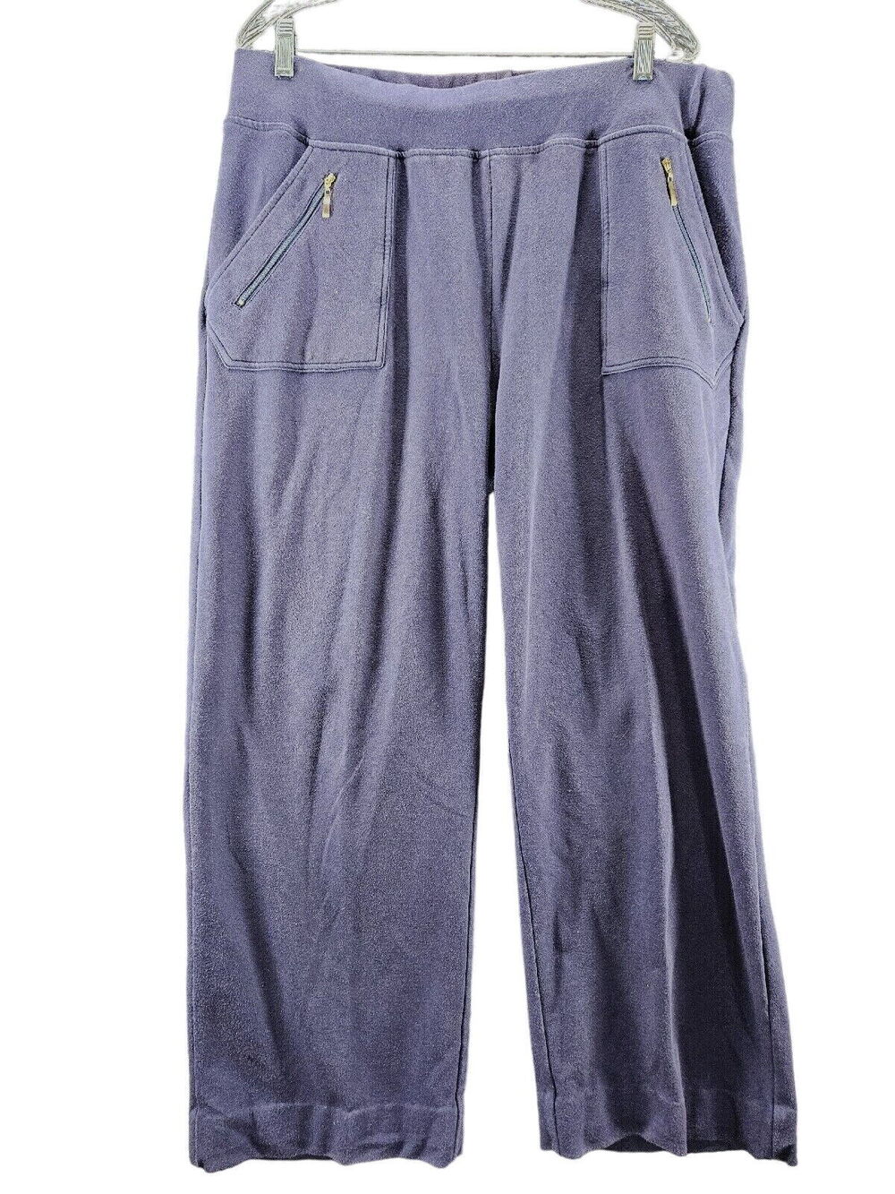 Casey Key Womens Sweat Pants Blue Size XL Cotton Blend Elastic Waist Zip Pocket